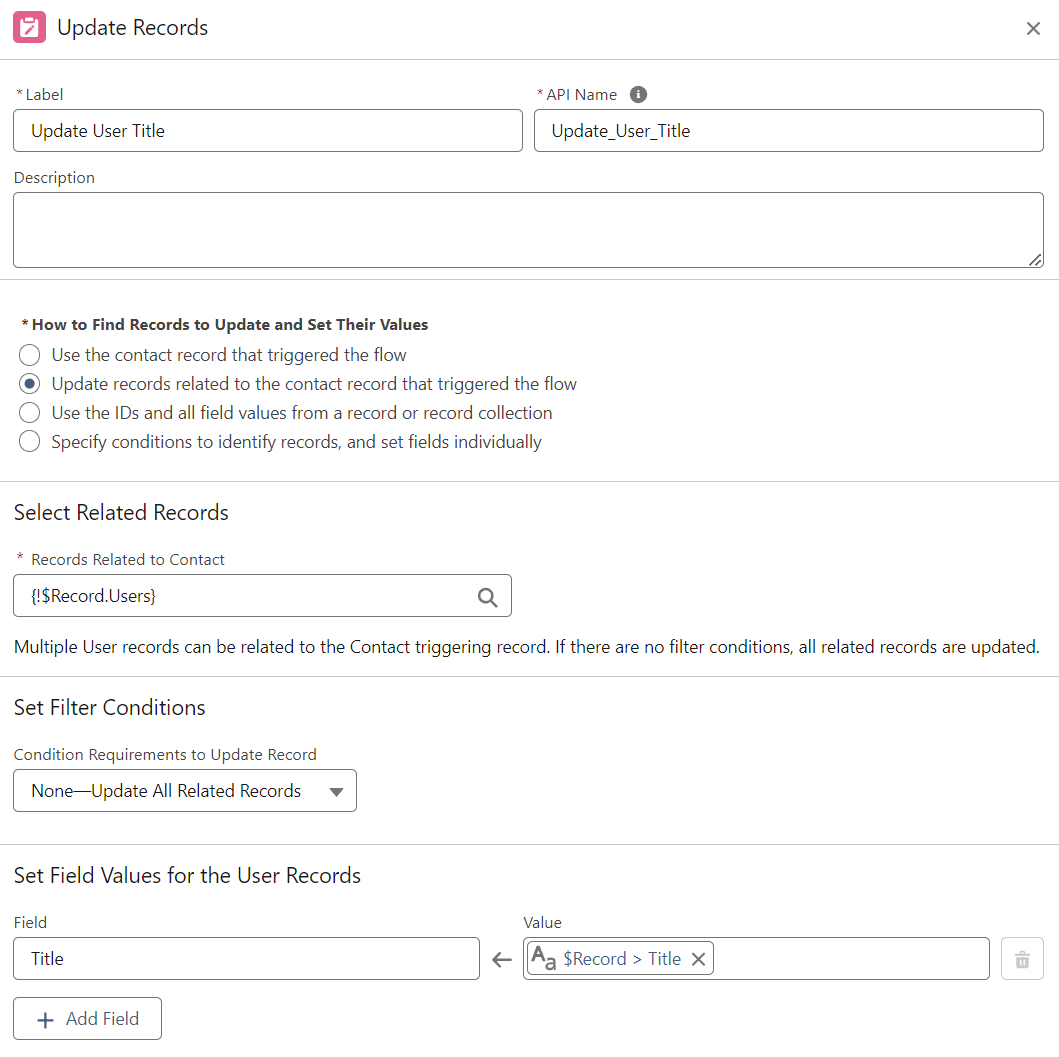 Decision Element updates the user record and keeps both records in sync.